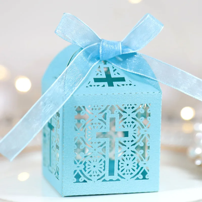 

20/50/100pcs Crossing Candy Dragee Box Gift Box Baby Shower Baptism Birthday First Communion Christening Wedding Decor Wrapping