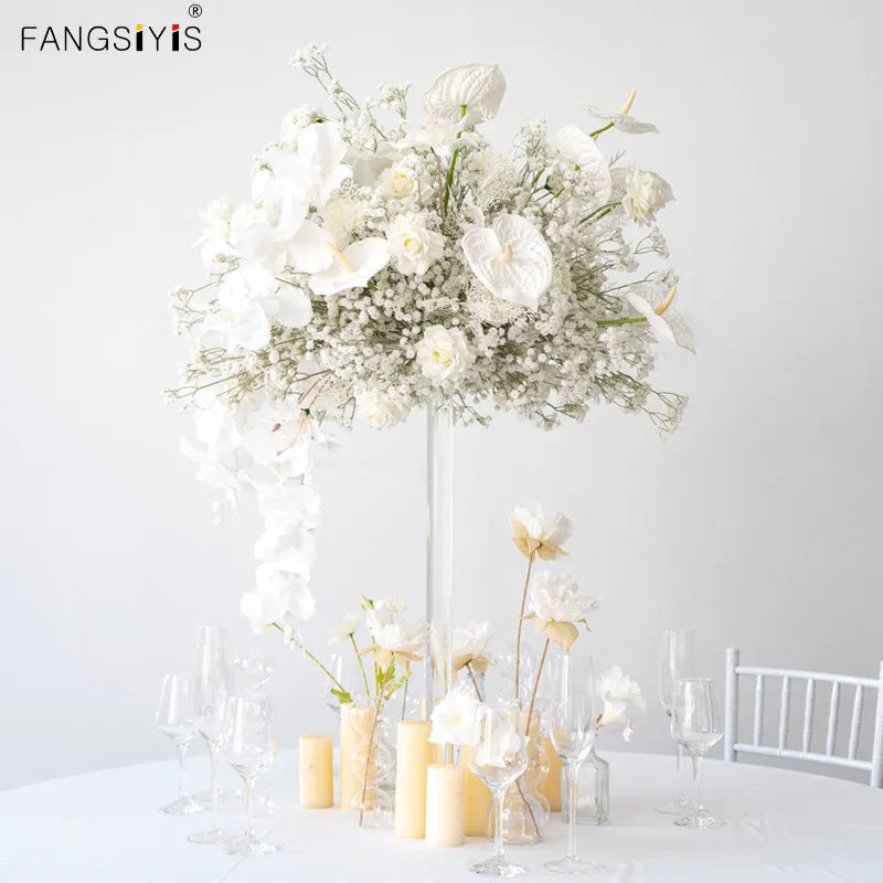 

35/40/50cm Artificial Flower Table Flower Ball Centerpieces Wedding Arch Backdrop Rose Peonies Hydrangea Mix Road Guide Bouquet
