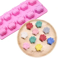 10 cells cartoon dog cat paw pink silicone cake molds for food supplement biscuit jelly fondant chocolate baking pan ice tray