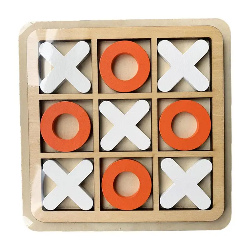 

Classic Tic-Tac-Toe Game Mini Tabletop XO Blocks Wooden Educational Chess Board Game Competitive Party Games for Kids Gift