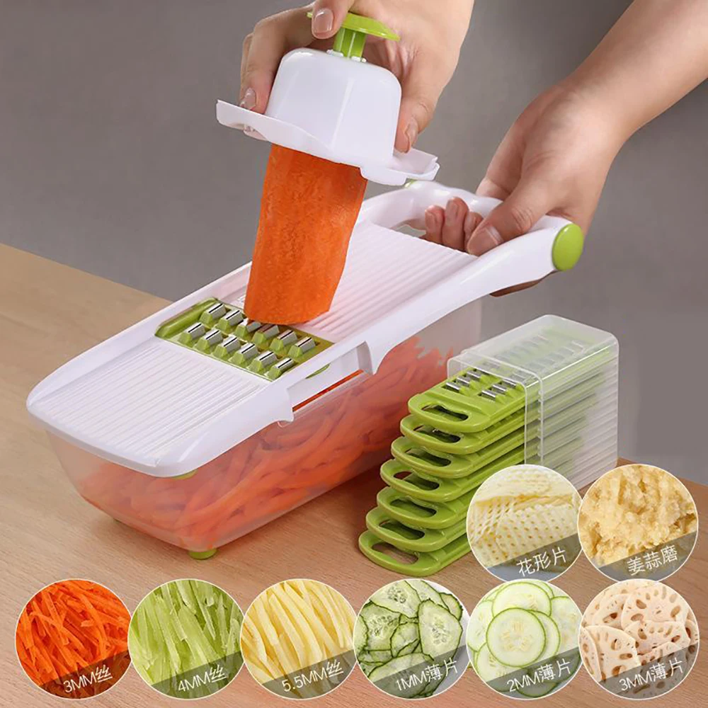 

8 In 1 Multifunction Vegetable Slicer Tools Stainless Steel Blade Potato Peeler Carrot Grater Multifunctional Kitchen Tools