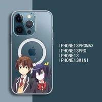 chuunibyou demo koi ga shitai couple phone case transparent magsafe magnetic magnet for iphone 13 12 11 pro max mini