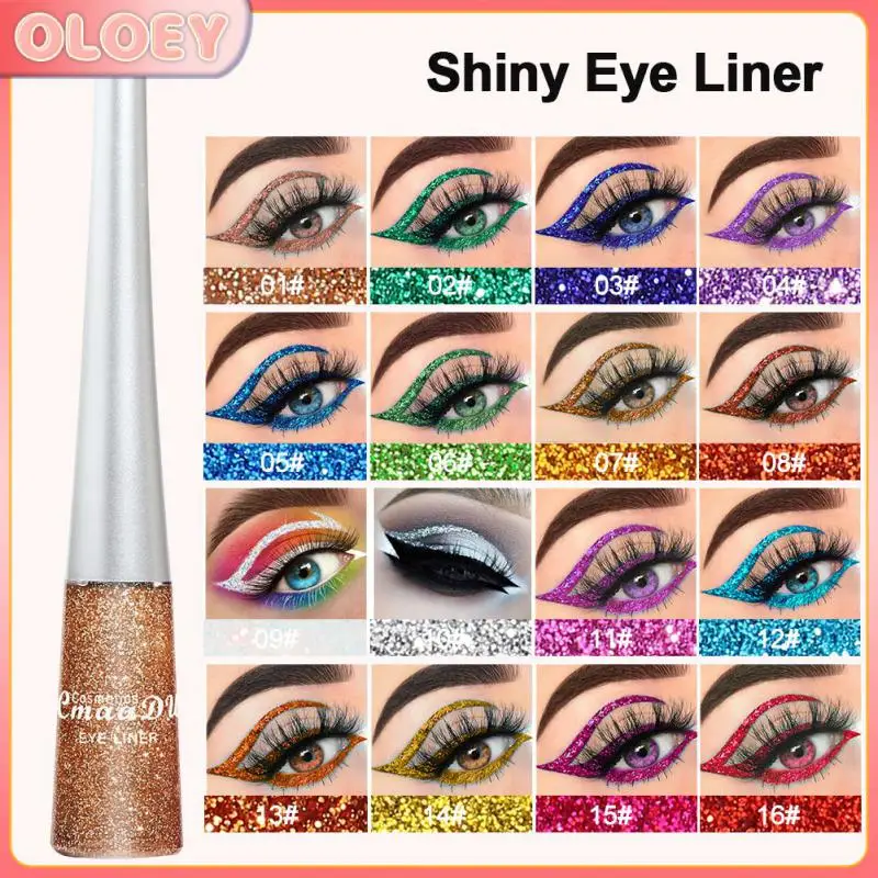 

16 Colors Liquid Eyeliner Fast Quick Dry Non Easy Smudge Eyeliner Glitter Eyeliner Eyeshadow Brighten Sparkling Eyes Cosmetics