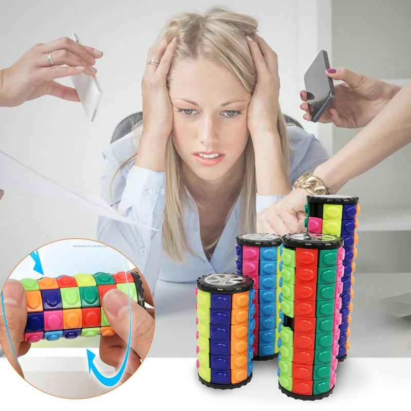 Fidget Toys Magic Cube Stress Reliever Three-dimensional Toys Tower Rubix Cube Intellectual Speed Cubes Infinity Cube Desk Toys