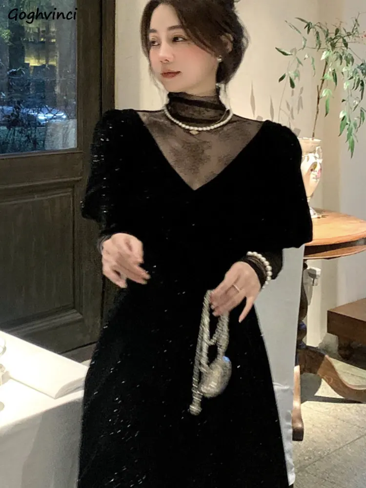 Женское кружевное платье с пышными рукавами цвет в ассортименте