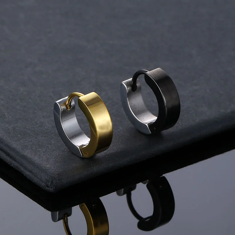 

New Punk Style Titanium Steel Circle Round Earrings Stainless Steel Pierced Earrings Ladies Men's Punk Hypoallergenic