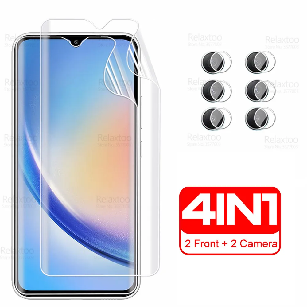 

Для Samsung Galaxy A34 Гидрогелевая пленка 4в1 стеклянная Защитная пленка для камеры SamsungA34 5G A 34 34A A346B 6,6 "мягкая защитная пленка
