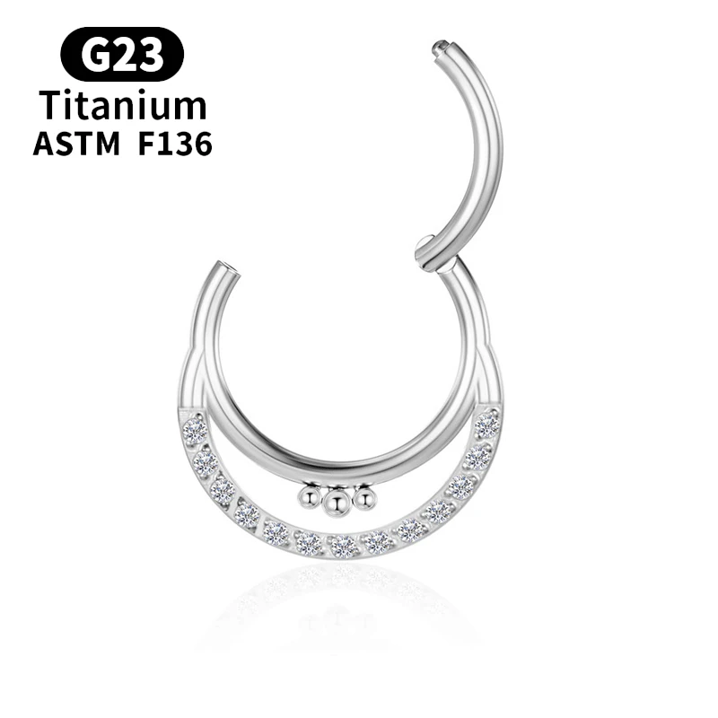 Piercing Septum Clicker Cartilage G23 Titanium Hinged Segment Surgical Nose Rings Hoop Earrings for Women Zircon Body Jewelry