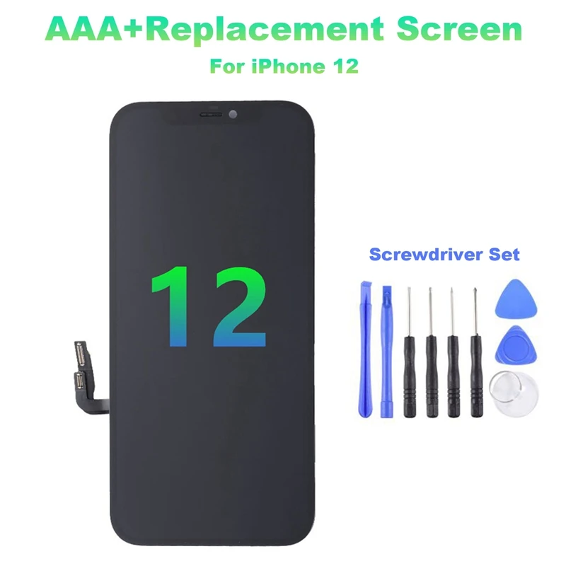 

AAA + ЖК-экран для Iphone 12 + набор отверток ЖК-дисплей Замена дигитайзер в сборе без битых пикселей экран