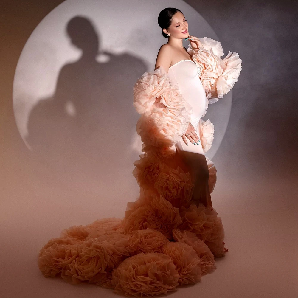 Шикарные платья ручной работы с цветами для беременных Элегантное сетчатое