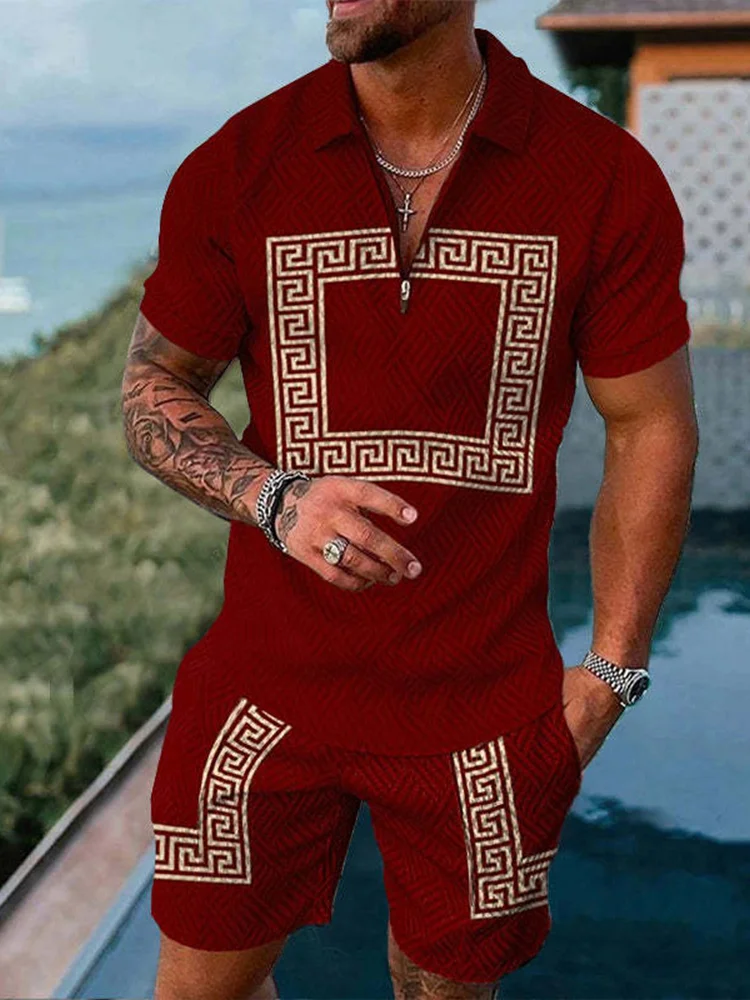 Summer Men's Polo Tracksuit Shirts Short Sleeve Sets Casual Shorts Suits Fashion 3D Print Luxury Shirts Male Clothes Streetwear