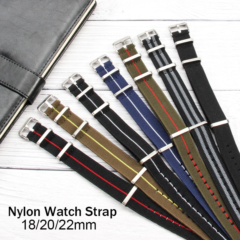 Ремешок нейлоновый для Samsung Galaxy Watch 4 сменный спортивный браслет часов Huami Amazfit Rolex