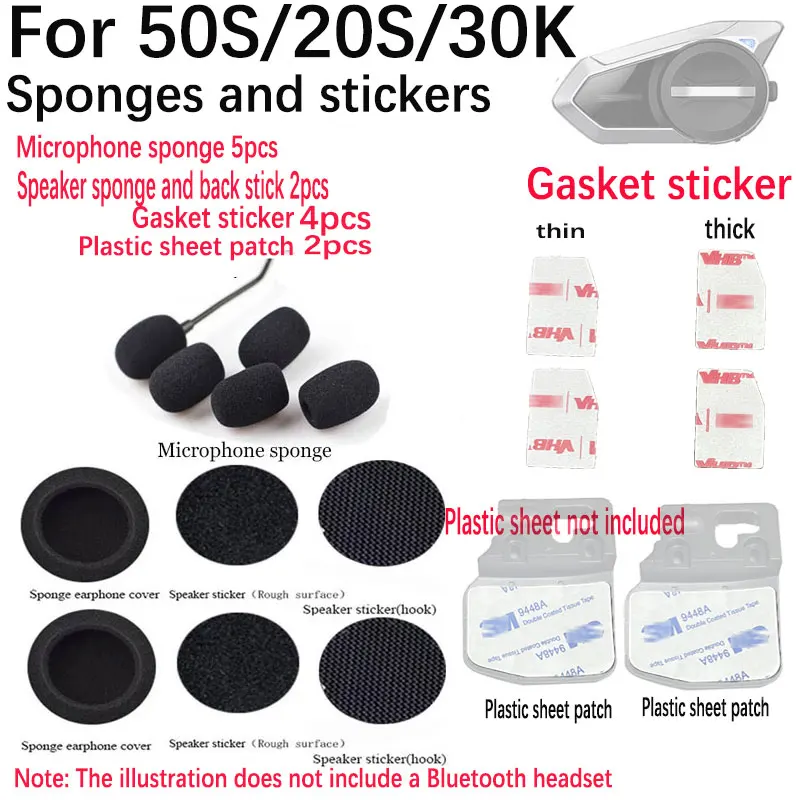 

Для SENA 50S/30K/20S мотоциклетный шлем Bluetooth-гарнитура аксессуар губки и наклейки