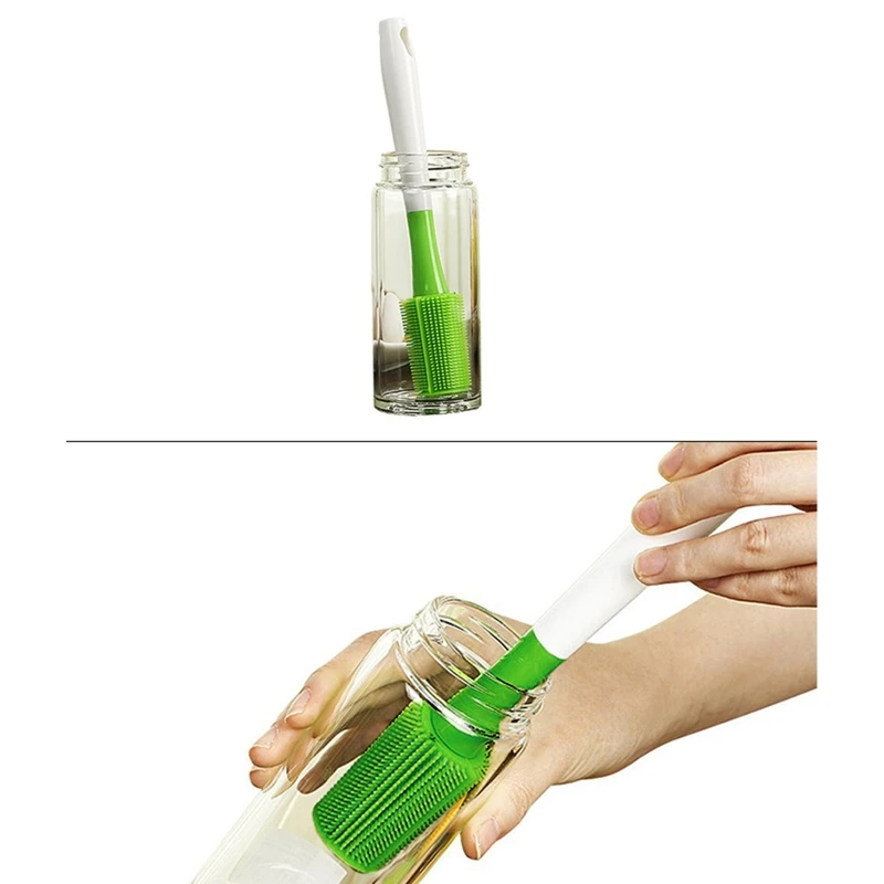 

Silicone Cup Brush with Handle Milk Bottle Cleaning Brushes Food Grade Safe for Glass Cup Thermoses Coffee Mugs Water Bottle