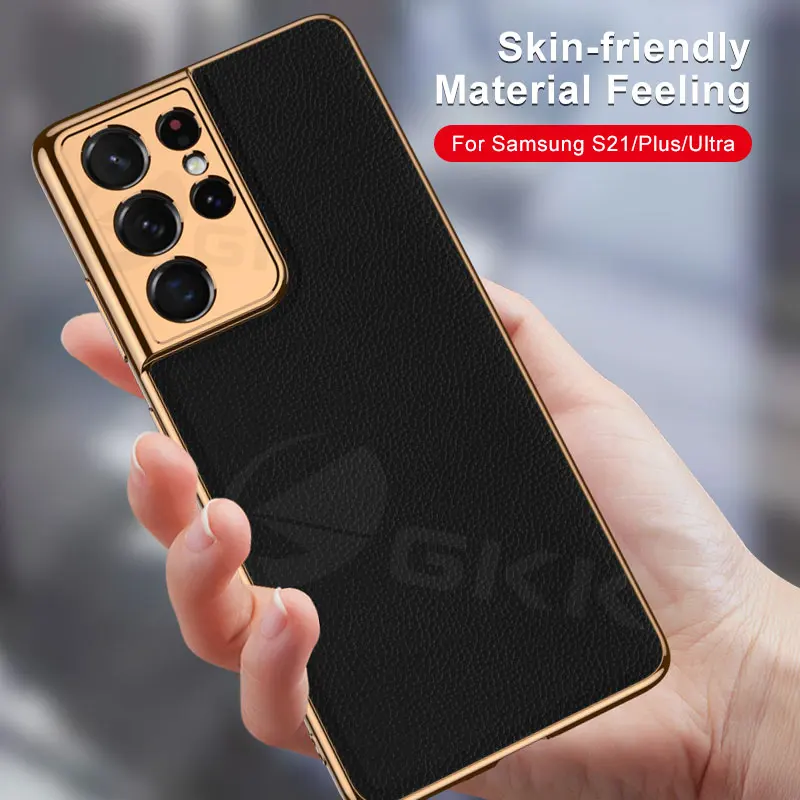 

GKK Luxury Leather Plating Case For Samsung Galaxy S21 Plus Ultra 5G Shockproof Hard Cover For Samsung S21 Plus Ultra Case Coque