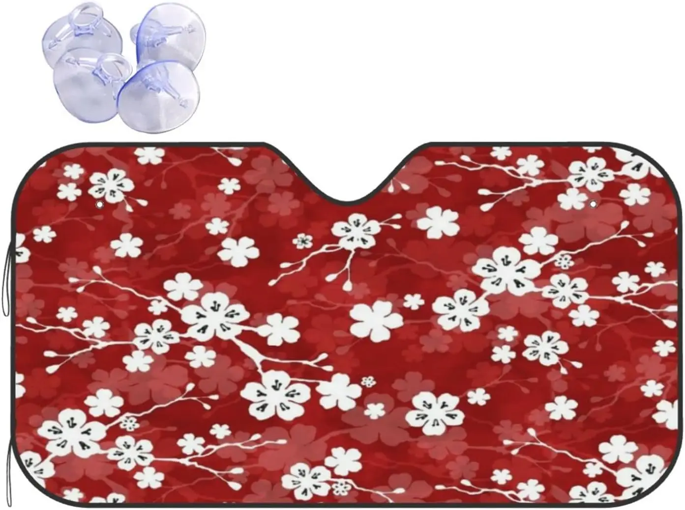 

Car Windshield SunshadeRed and White Cherry BlossomAuto Front Window Sun Shade Reflective Sun Visor Protector Foldable 30x55