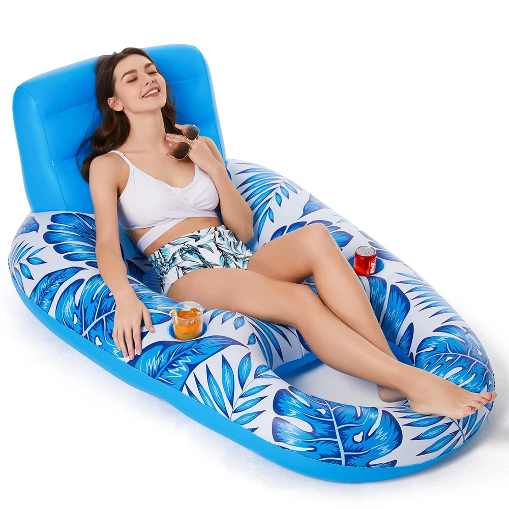 

Floating Boat Lounge Water Air Mattresses Portable Multifunctional Water Lounger Chair PVC for Beach Vacation/Family Pool Party