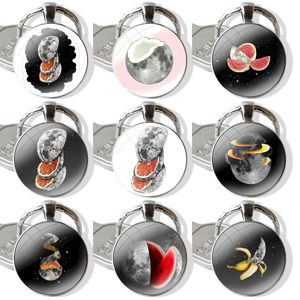 Брелок для ключей ручной работы, стеклянный кабошон, модный Креативный дизайн