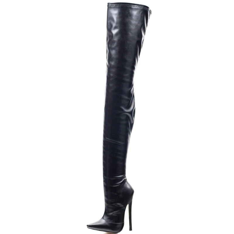 Women Slim Over-the-Knee Boots 18CM Super High Heel Pointed Toe Side Zipper 2023 Fashion Sexy Fetish Crotch Long Boots