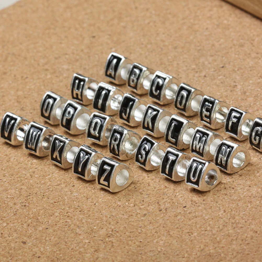 26 Pcs Scattered Beads Metal Triangle Alphabet Vintage Letter Bracelet Making Mix DIY Alloy Jewelry