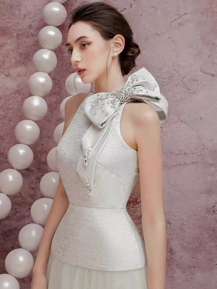 Женское вечернее платье без рукавов DEAT плиссированное составного кроя с