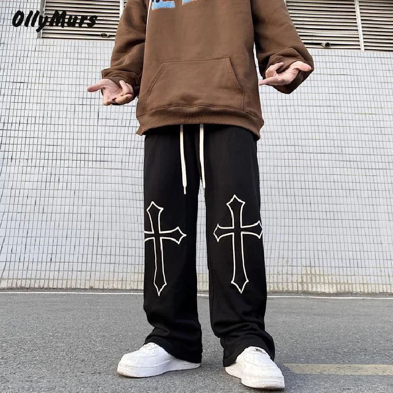 

Pants Women Goth High Waist Wide Leg Pants Korean Fashion Harajuku Baggy Sweatpant All-match Straight Female Trouser Streetwear