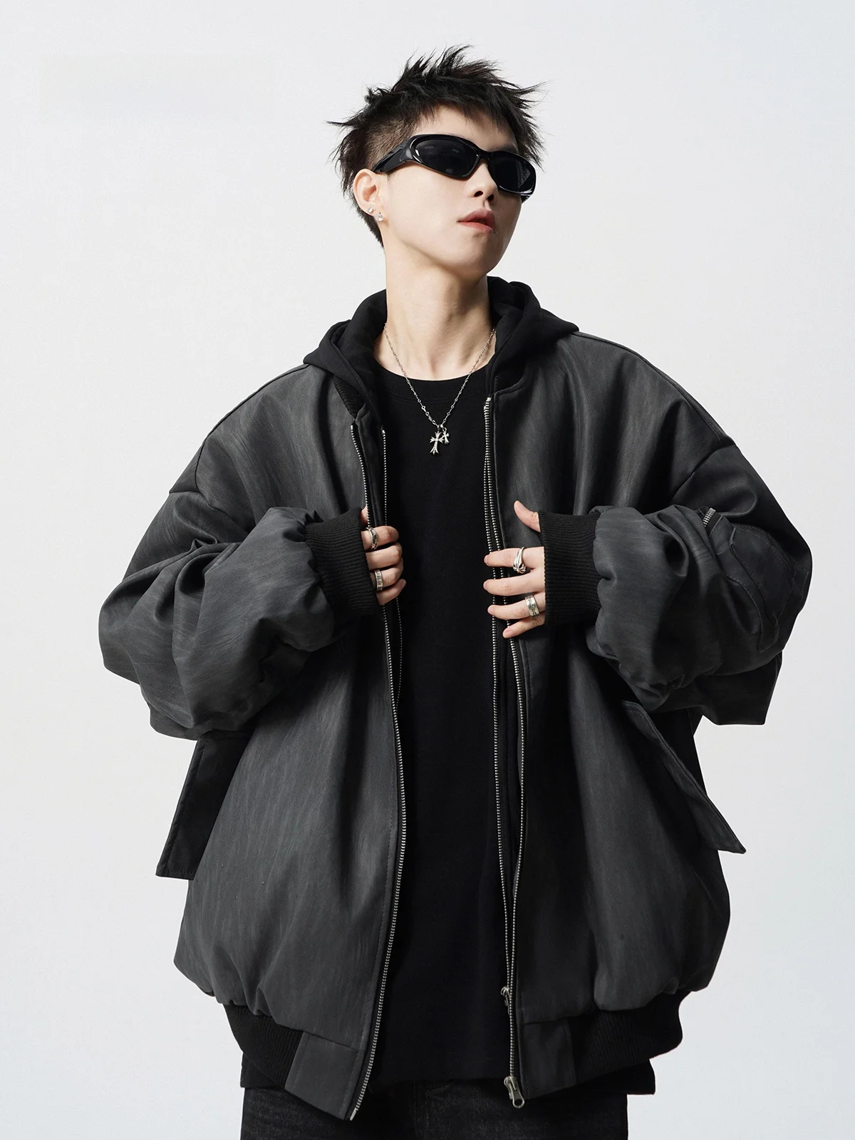 Оригинальная искусственная двухсекционная кожаная куртка на хлопковой