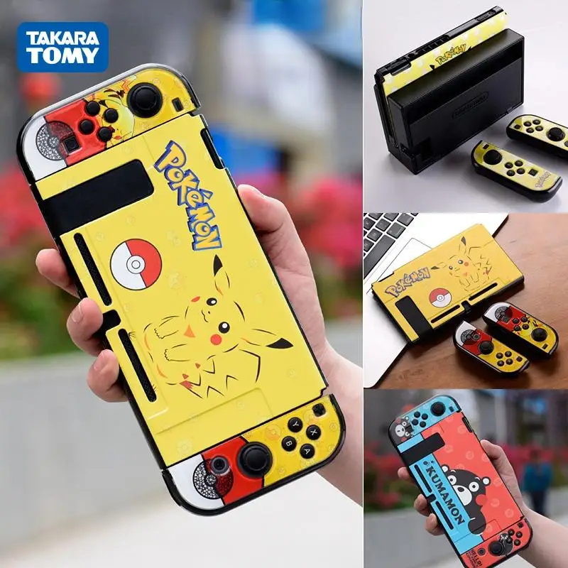 

Pikachu Pokemon Skin Protective Case Japan Anime Cartoon Nintendo Switch Oled Ns Console Joy-Con Controller Housing Shell Cover