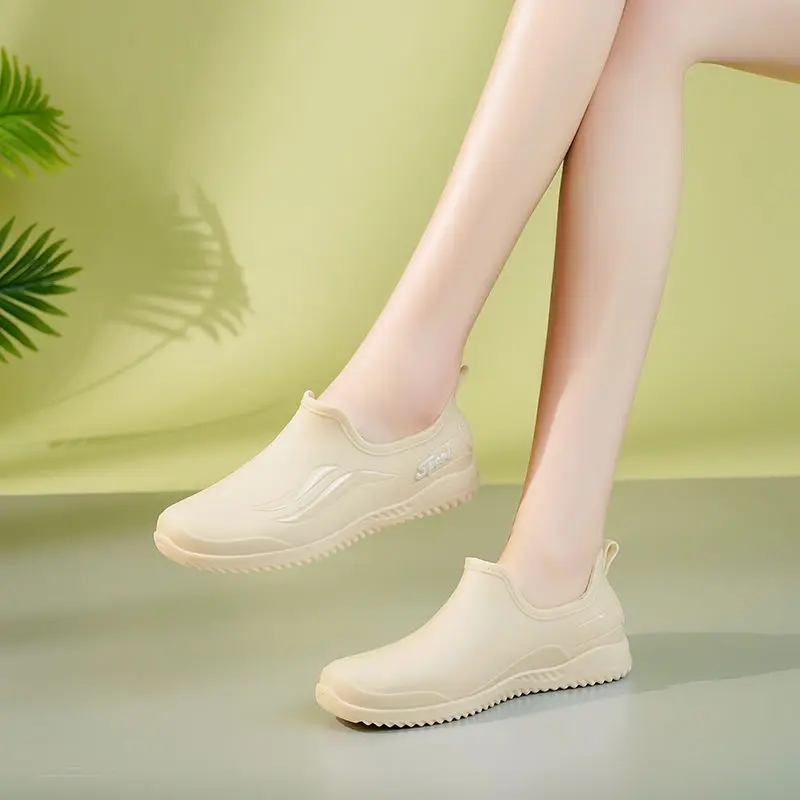 original rain shoes women's summer slip on loafer waterproof rainboots woman galoshes short rain shoes lady soft rubber galocha