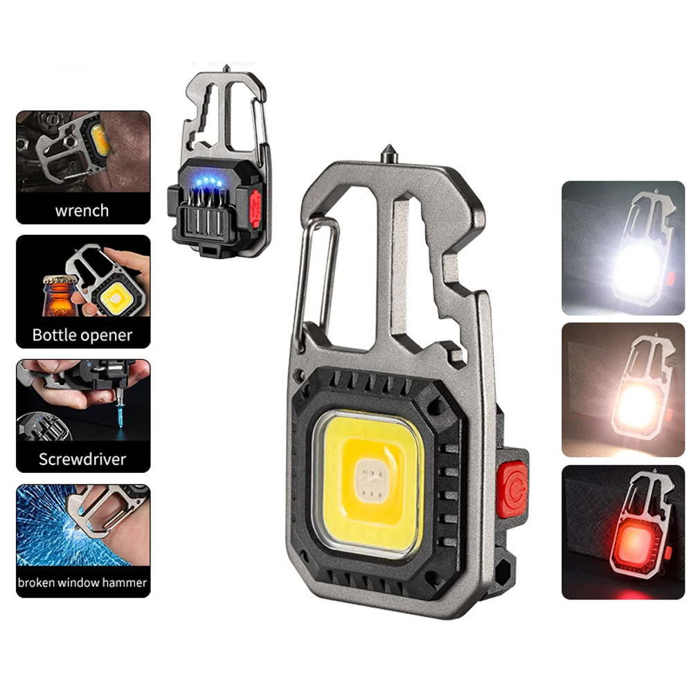 Mini LED Flashlight Portable WorkLight Pocket Keychain Torch Type-C Rechargeable Outdoor Camping Cycling Backpacking Equipment