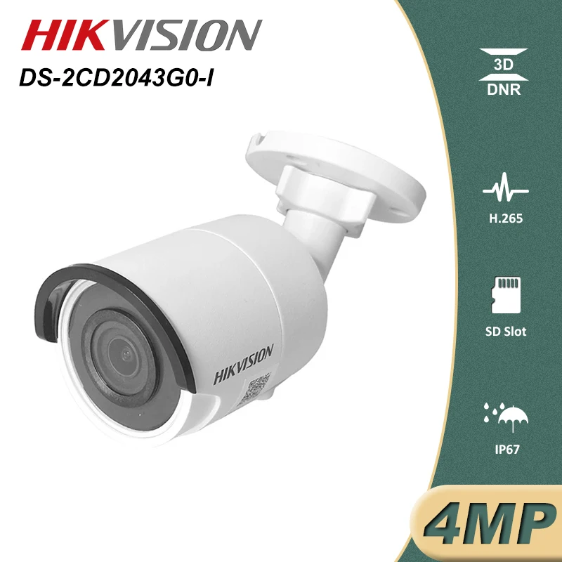 

Hikvision 4MP Bullet PoE IP Camera DS-2CD2043G0-I H.265+ Home/Outdoor IP67 Video Night Vision CCTV Security Surveillance