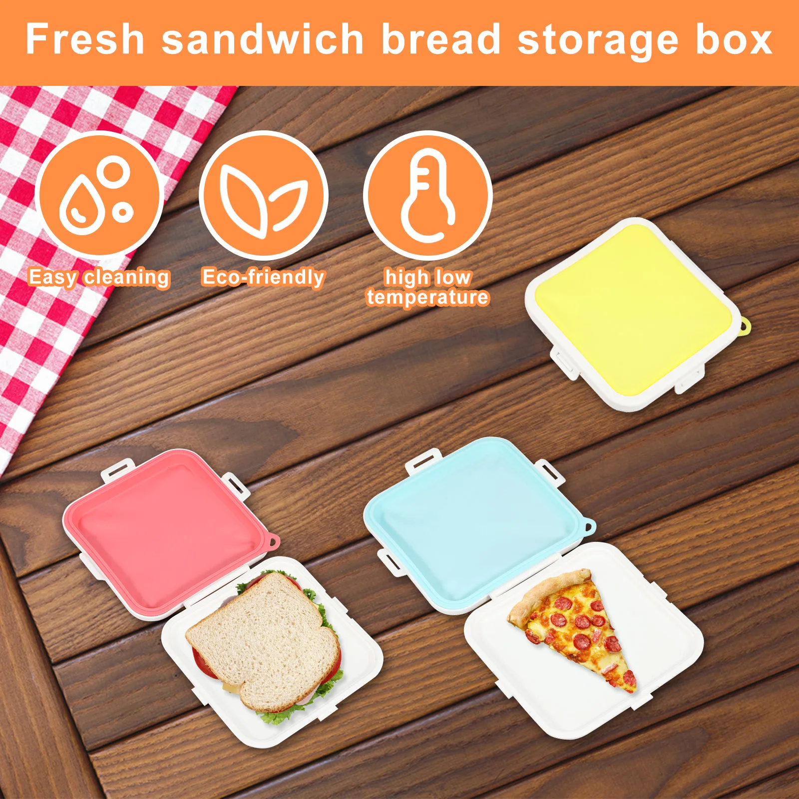 3 шт. контейнеры для сэндвичей силиконовая коробка хранения термостойкая с