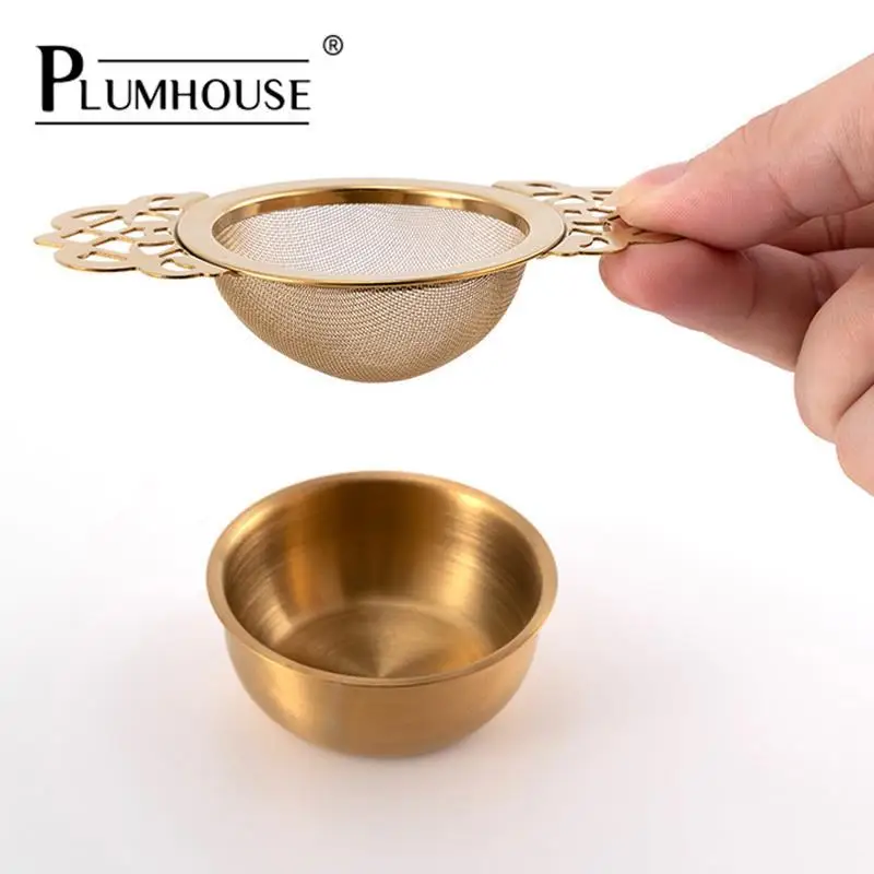 

Stainless Steel Double Ear Spice Infuser Filter Loose Leaf With Drip Bowl Tea Strainer Tea With Double Wing Handles Kitchen Tool