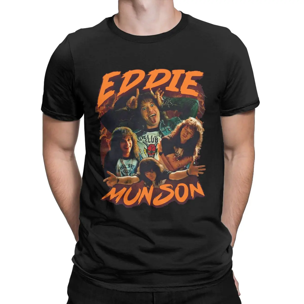 

Vintage Eddie Munson Collage Stranger Things t shirt for men Hellfire Club T Shirt Short Sleeve Tee Shirt 4XL 5XL 6XL Tops