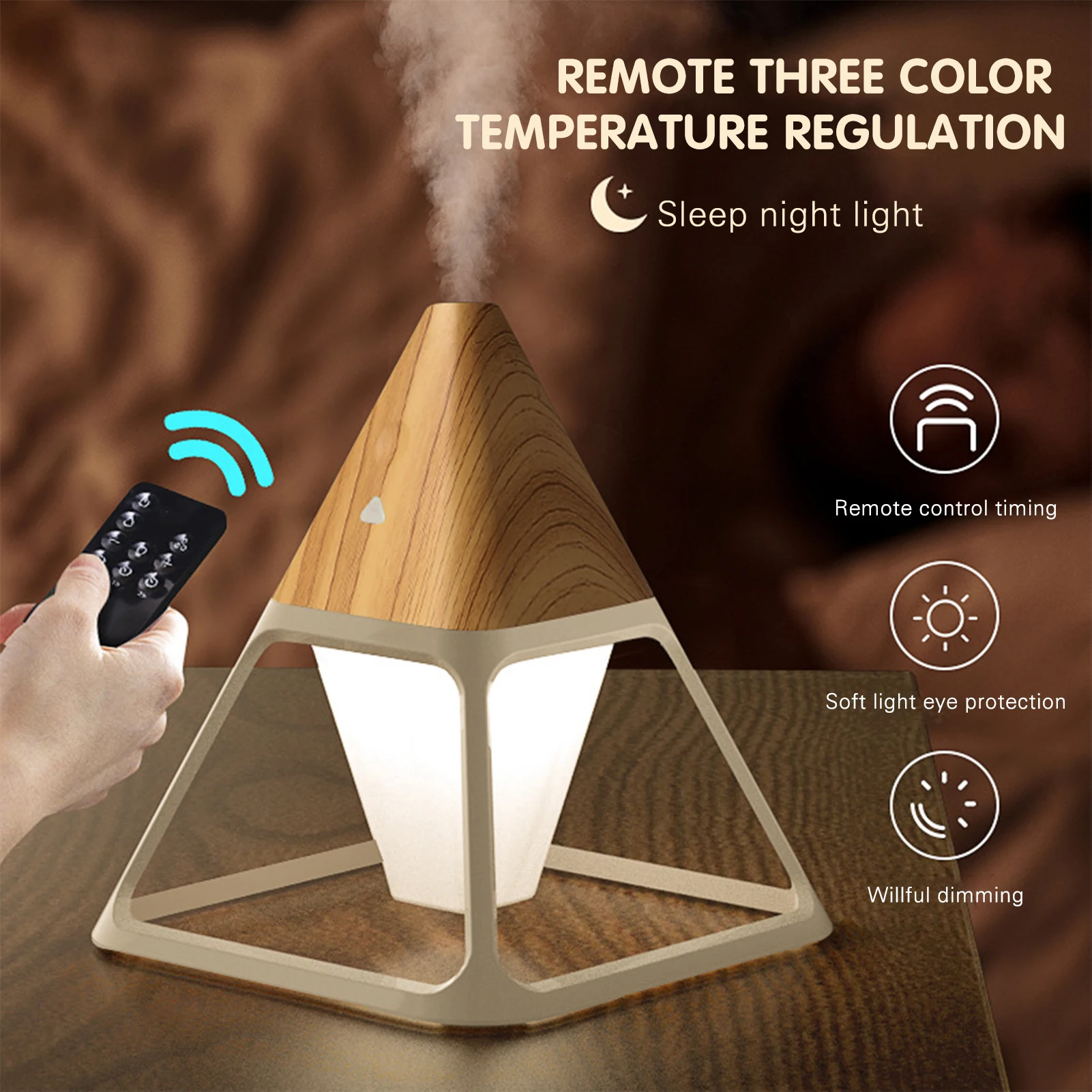 

Pyramid Humidifier Night Light USB rechargable Smart Mini Creative Air Humidifier for Home and Car