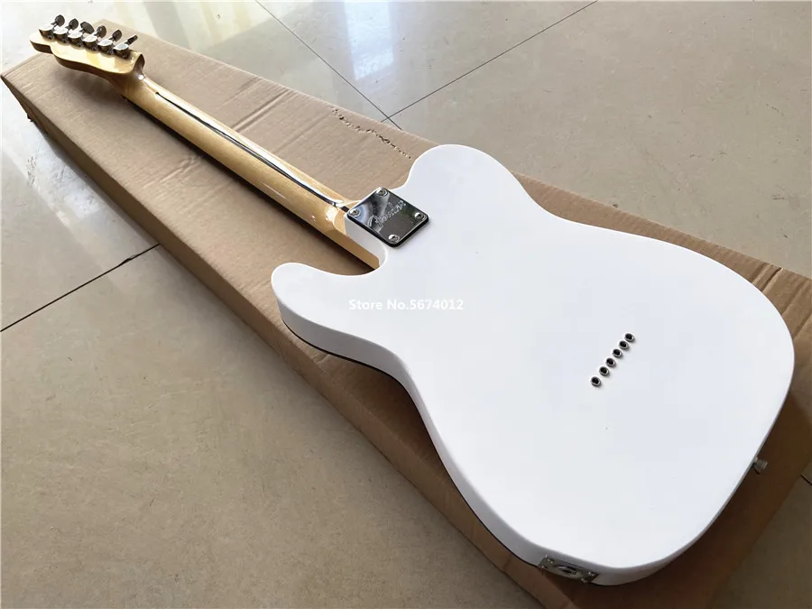 Высококачественная белая электрическая гитара под заказ, красная черепаховая пластина, может быть настроена, бесплатная доставка