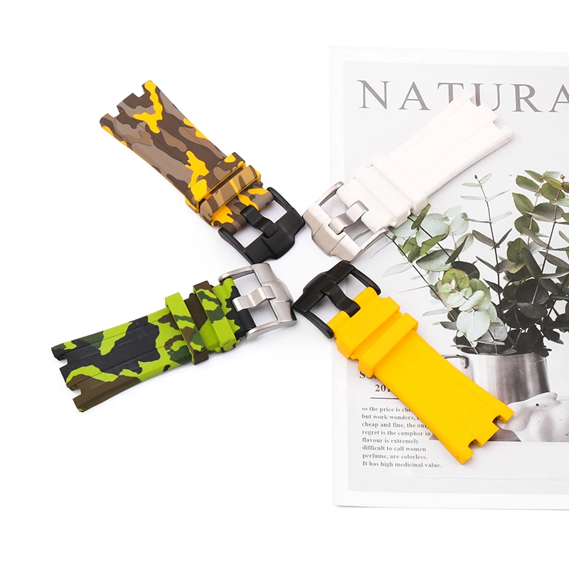 Watch accessories for AP 15703 Royal Oak Offshore Series 28mm needle buckle rubber Sport waterproof strap Unisex