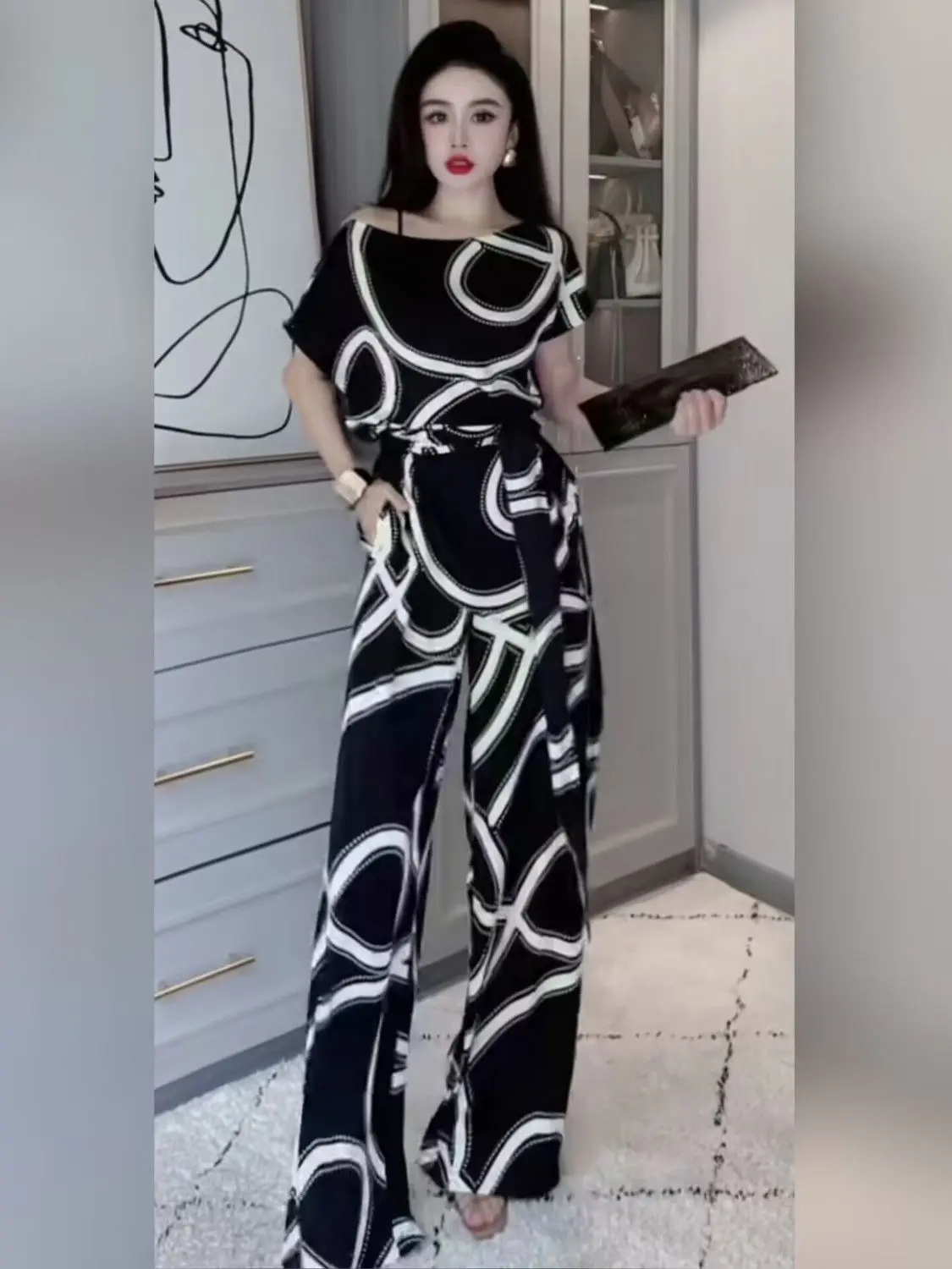 Высококачественная модная просторная рубашка с принтом и повседневные широкие