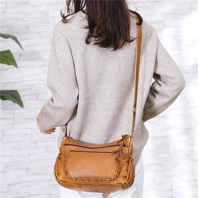 

Женские сумки через плечо в стиле ретро, диагональная сумочка на одно плечо, миниатюрная из мягкой потертой кожи для женщин