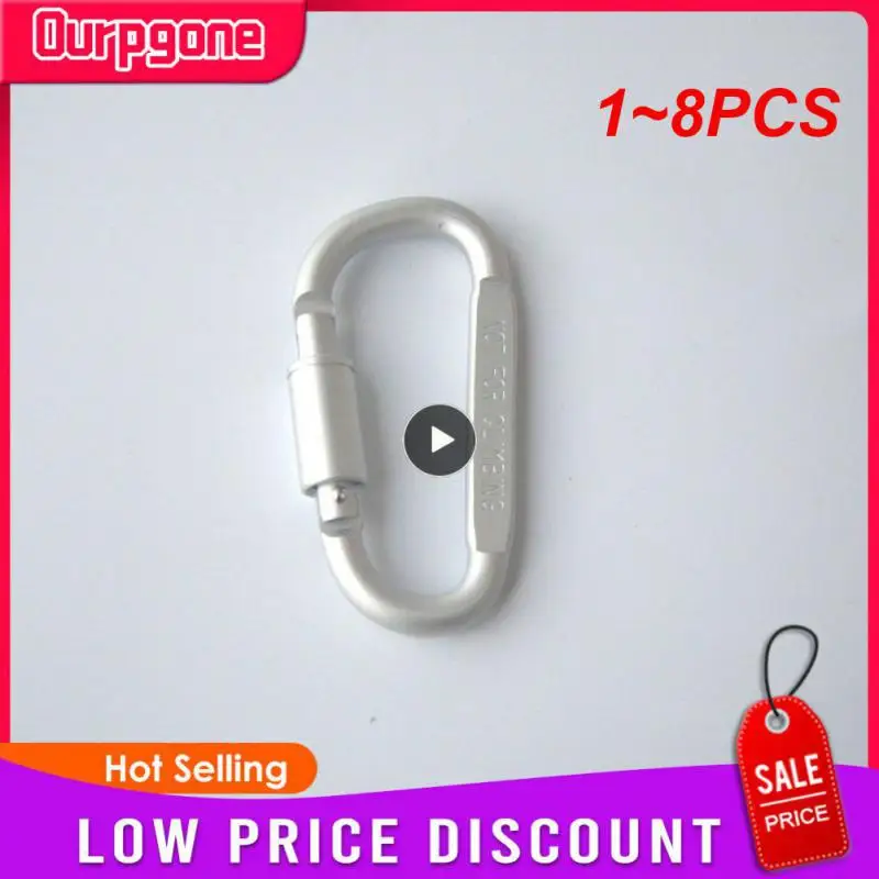 

1~8PCS 7cm Aluminum Alloy Carabiner Black D-Ring Key Chain Clip Camping Keyring Snap Hook Outdoor Travel Kit GYH
