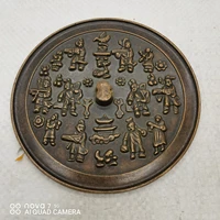 free ship 13cm china ancient bronze copper mirror the fengshui kids a promising future decoration mirror home metal crafts