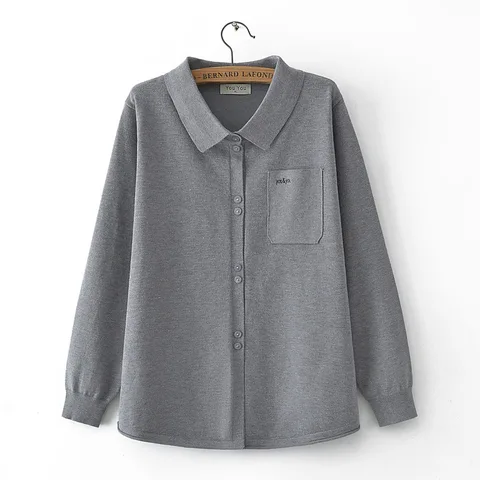 Женский вязаный кардиган с отложным воротником, повседневный свободный джемпер большого размера с вышивкой и карманами, модель 2024 на осень и зиму, 4045