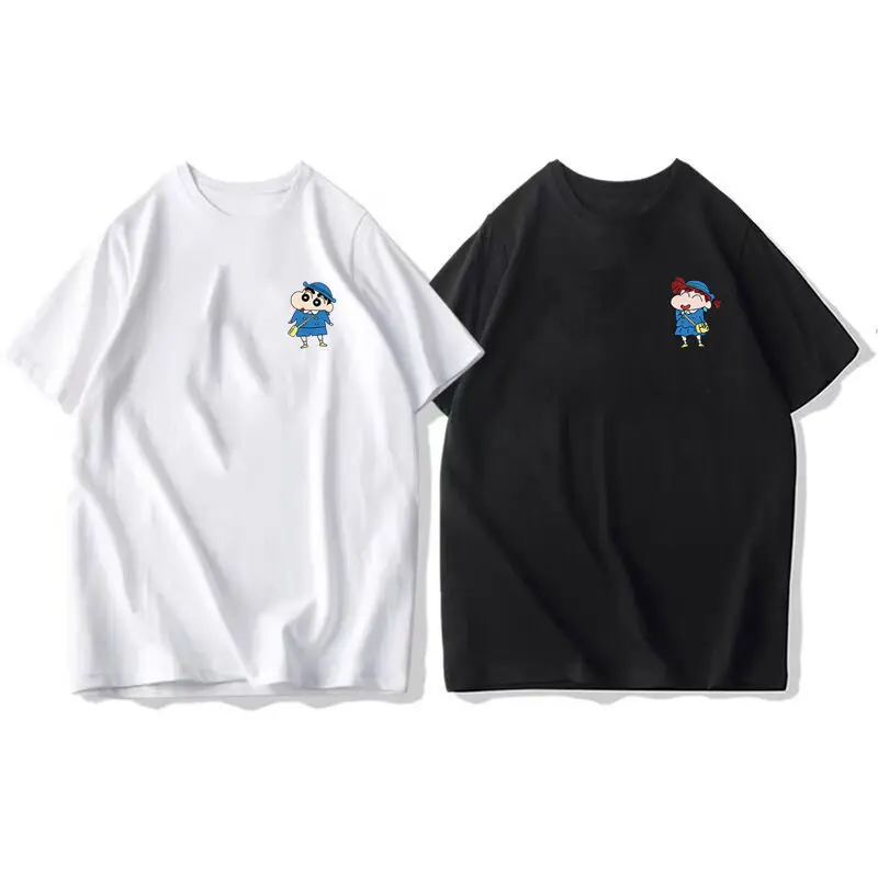 Kawaii Crayon Shin-Chan Anime Hobby Short-Sleeved T-Shirt Men and Women Loose Cotton New Loose Couple Dress Summer Half-Sleeved