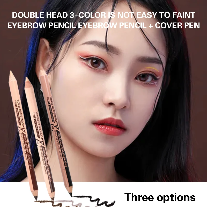

12 PCS Dual-Head Eyeliner and Eyebrow Pencil No Blooming 2-in-1 Eyebrow Definer Pen Brow Makeup Pen Waterproof Cosmetics SMJ