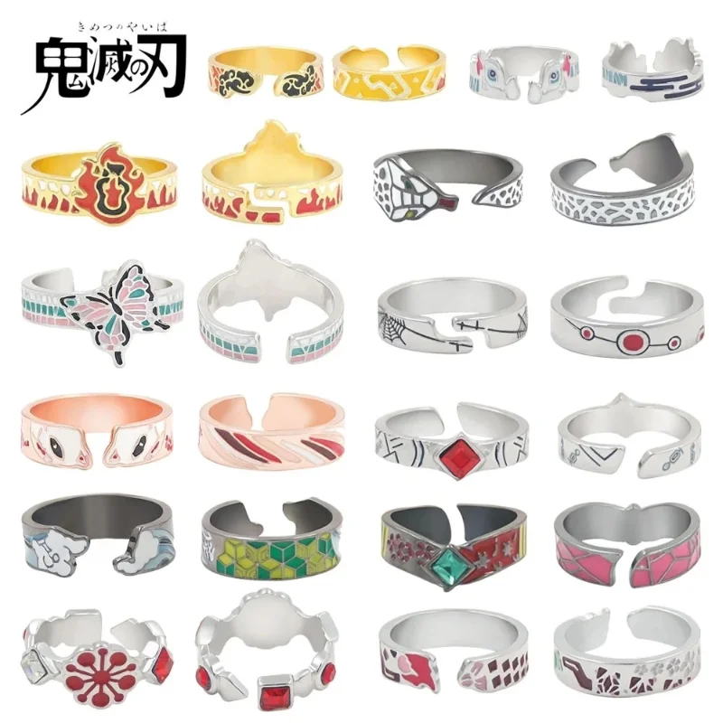 

Demon Slayer Ring Man Anime Agatsuma Zenitsu Kamado Nezuko Rings Women Exquisite Fashion Trend Silver Color Alloy Accessories