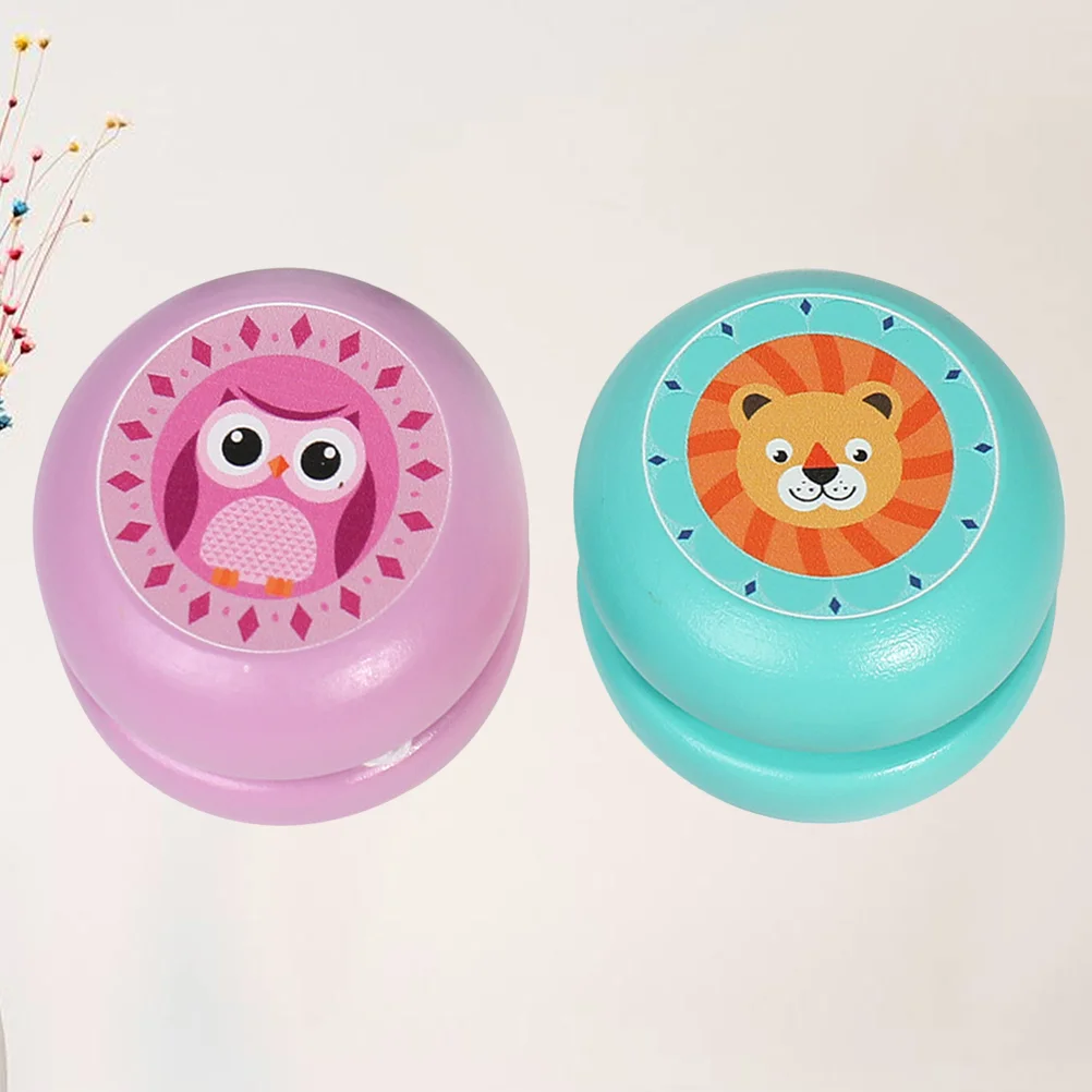 

2Pcs Wood- Toys, 6x6x4cm Cartoon Beginner Level Yoyos Funny Party Bag Yoyo Toys for Kids Children- Owl Pattern Yo-yo