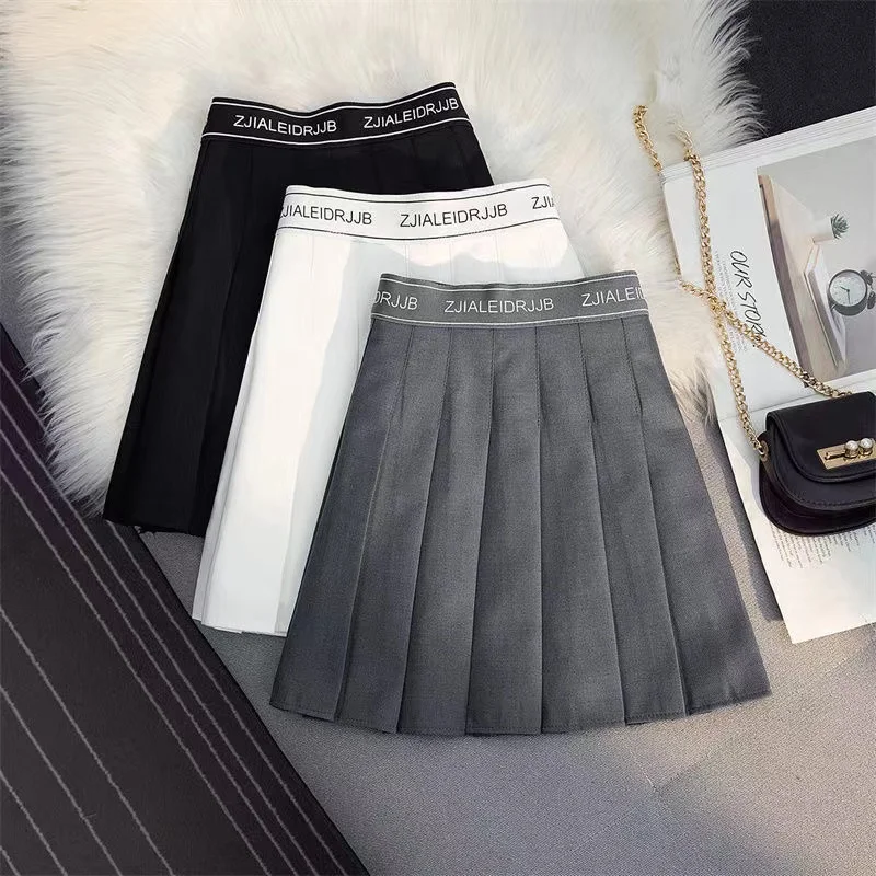 

Kawaii Preppy Style Elastic A-line Skirts Sexy High Waist Pleated Skirt Women Sweet Student Stitching Slim Dance Skirt Ladies