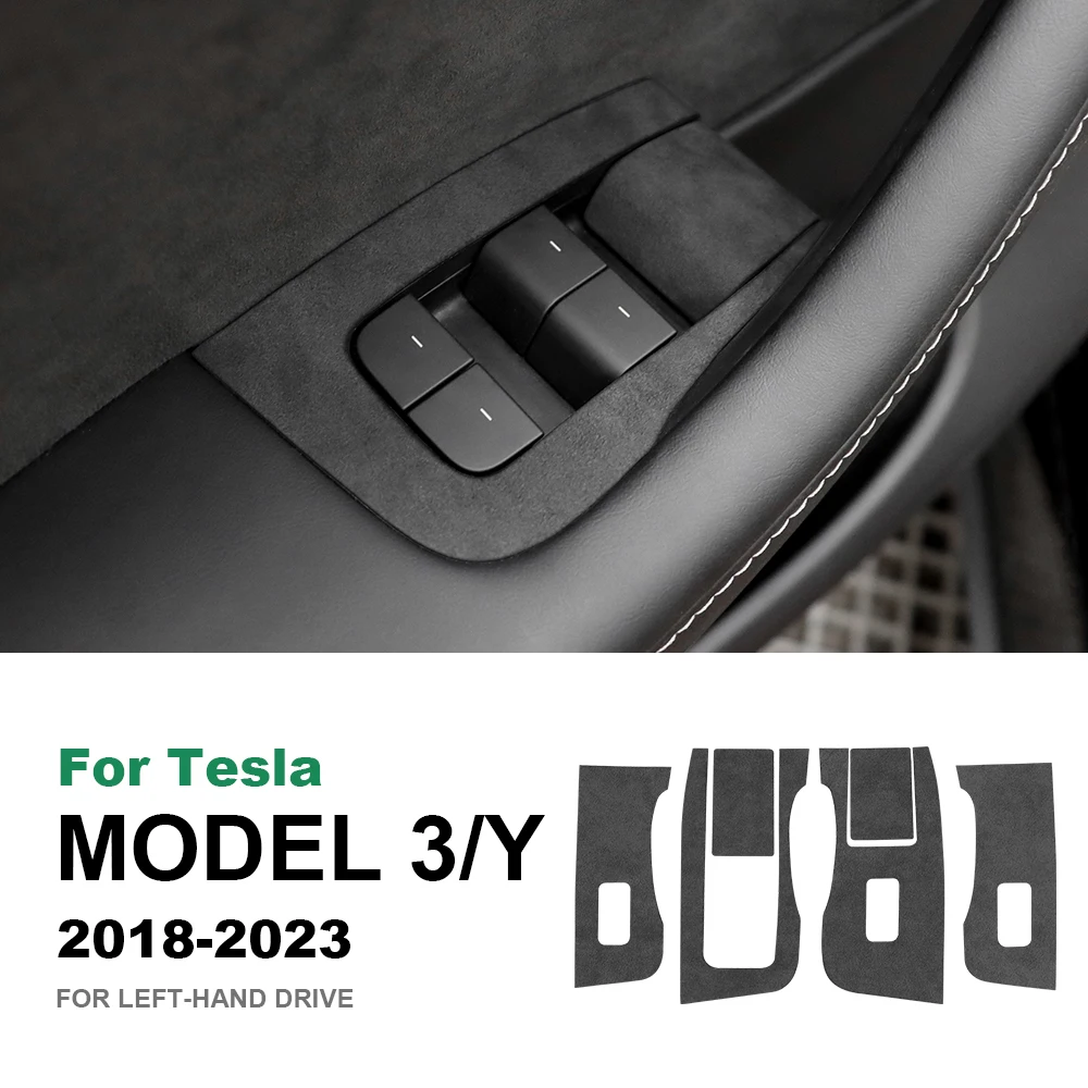 

Верхняя замша для Tesla Model 3 2018-2023 Model Y 2020 2021 2022-2024 накладка на переключатель управления окном автомобиля, кнопка подъема, наклейка, аксессуары
