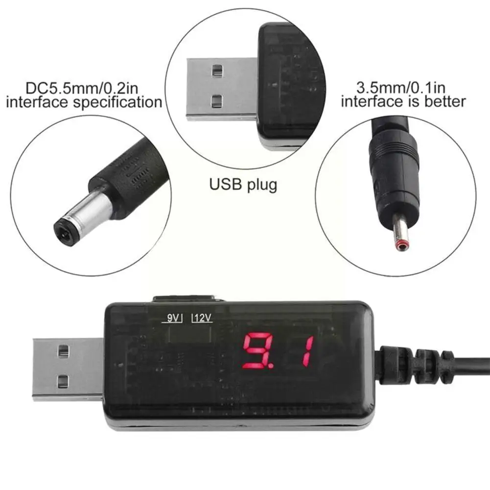 Кабель-преобразователь с Usb на повышающий 5 В до 9 в 12 регулируемый трансформатор