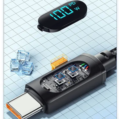 7A 100W PD Кабель для быстрой зарядки типа C к кабелю типа C 6A 66W Кабель с цифровым дисплеем USB-типа C для Xiaomi HUAWEI Macbook iPad